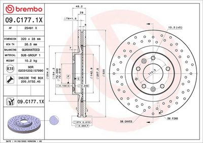 Тормозной диск BREMBO 09.C177.1X