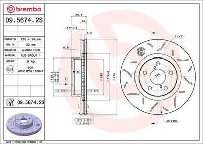 Тормозной диск BREMBO 09.5674.2S