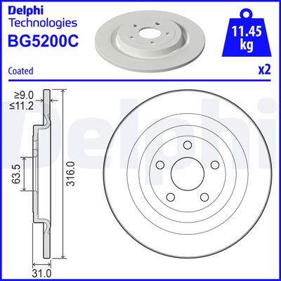 Тормозной диск DELPHI BG5200C