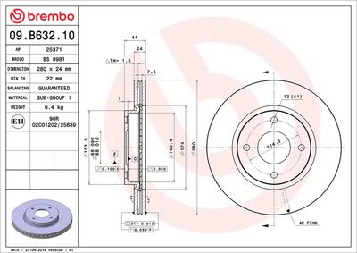 Bremžu diski BREMBO 09.B632.10