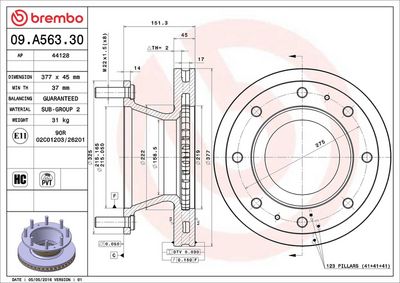 Тормозной диск BREMBO 09.A563.30