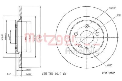 Тормозной диск METZGER 6110352