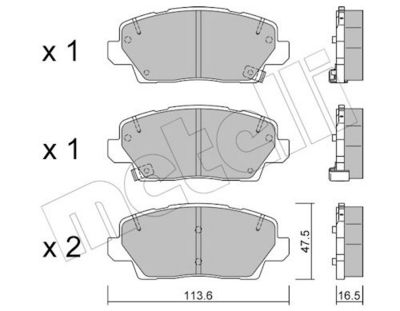 Bremžu uzliku kompl., Disku bremzes METELLI 22-1302-0