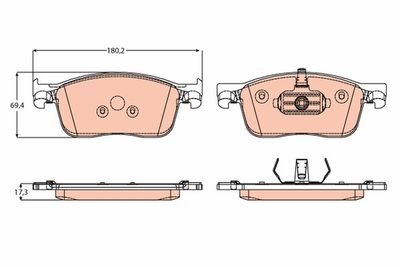 Bremžu uzliku kompl., Disku bremzes TRW GDB2169