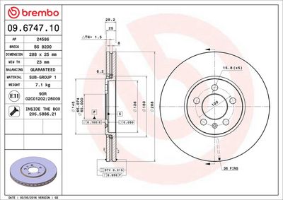 Тормозной диск BREMBO 09.6747.10
