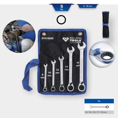 Uzmaucamo uzgriežņu atslēgu komplekts ar sprūdmehānismu KS TOOLS BT013205