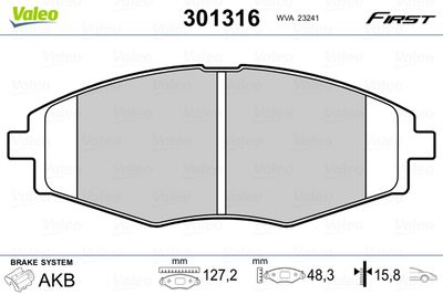 Bremžu uzliku kompl., Disku bremzes VALEO 301316