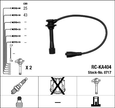 NGK 0717 Augstsprieguma vadu komplekts
