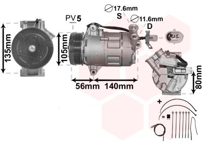 Компрессор, кондиционер VAN WEZEL 3700K428