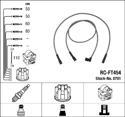 Augstsprieguma vadu komplekts NGK 0701
