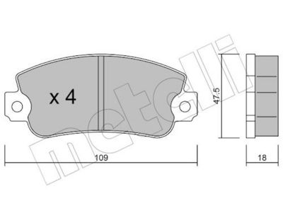 Комплект тормозных колодок, дисковый тормоз METELLI 22-0033-0