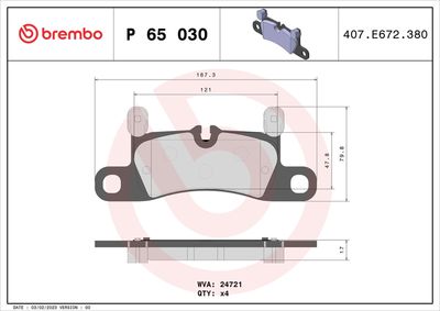 Bremžu uzliku kompl., Disku bremzes BREMBO P 65 030