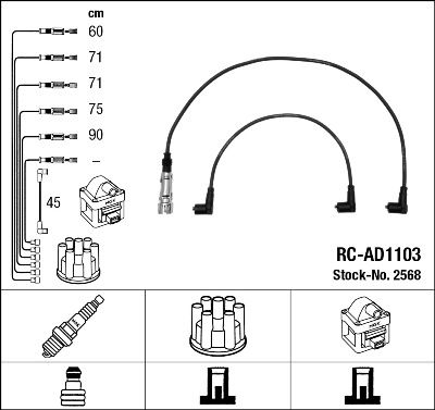 Augstsprieguma vadu komplekts NGK 2568