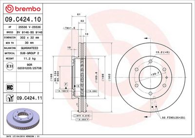 Тормозной диск BREMBO 09.C424.11
