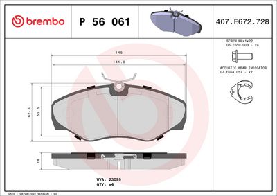 Bremžu uzliku kompl., Disku bremzes BREMBO P 56 061