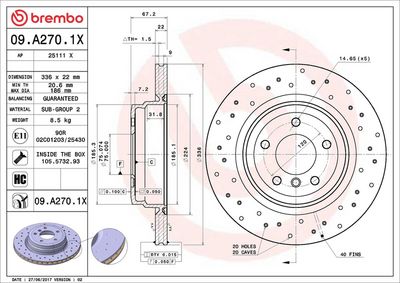 Тормозной диск BREMBO 09.A270.1X