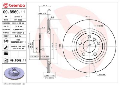 Тормозной диск BREMBO 09.B569.11