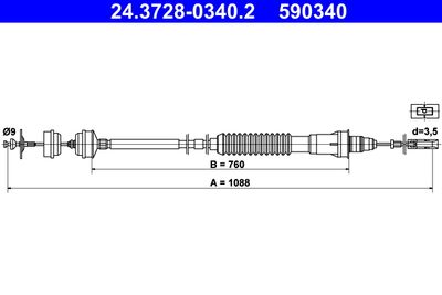 Трос, управление сцеплением ATE 24.3728-0340.2