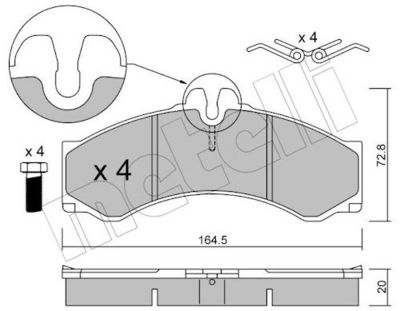Bremžu uzliku kompl., Disku bremzes METELLI 22-0262-0