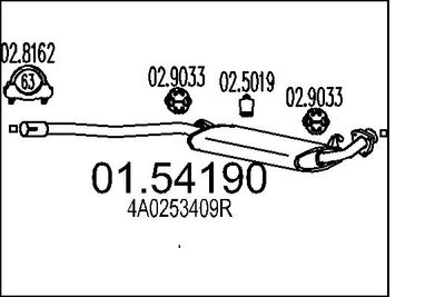 Vidējais izpl. gāzu trokšņa slāpētājs MTS 01.54190