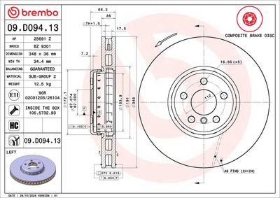 Тормозной диск BREMBO 09.D094.13
