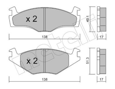 Комплект тормозных колодок, дисковый тормоз METELLI 22-0045-2