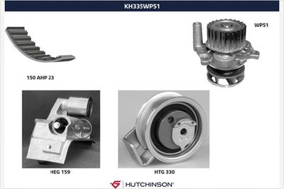 Ūdenssūknis + Zobsiksnas komplekts HUTCHINSON KH 335WP51