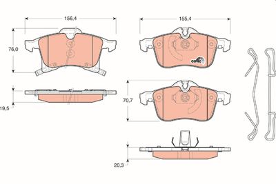 Bremžu uzliku kompl., Disku bremzes TRW GDB1668