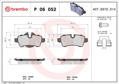 Bremžu uzliku kompl., Disku bremzes BREMBO P 06 052X