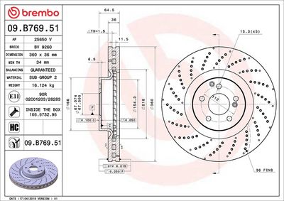 Тормозной диск BREMBO 09.B769.51