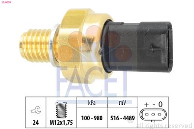 Датчик, давление масла FACET 25.0009