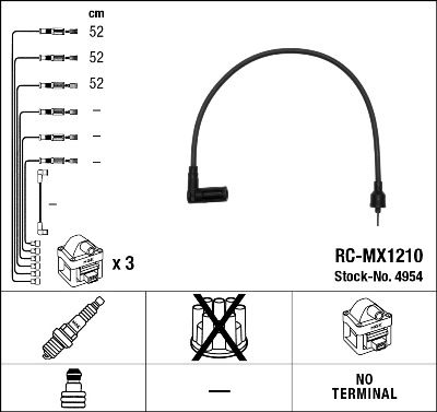 Augstsprieguma vadu komplekts NGK 4954
