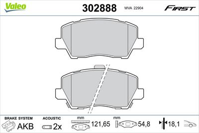 Bremžu uzliku kompl., Disku bremzes VALEO 302888