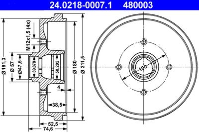 Тормозной барабан ATE 24.0218-0007.1