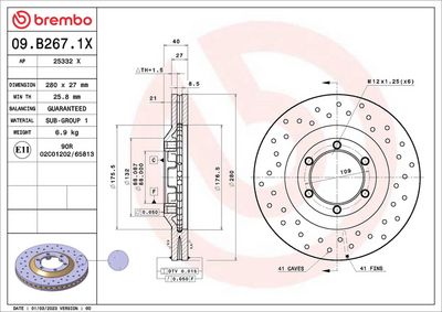 Тормозной диск BREMBO 09.B267.1X