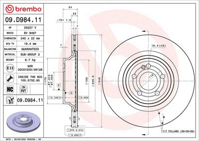 Тормозной диск BREMBO 09.D984.11