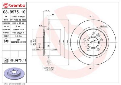 Bremžu diski BREMBO 08.9975.11