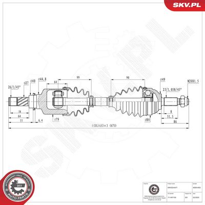 Приводной вал ESEN SKV 40SKV405