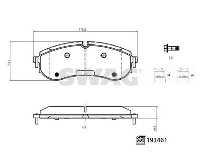 Bremžu uzliku kompl., Disku bremzes SWAG 33 11 1253