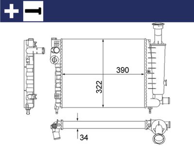 Радиатор, охлаждение двигателя MAHLE CR 491 000S
