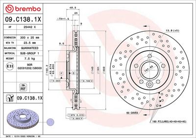 Тормозной диск BREMBO 09.C138.1X