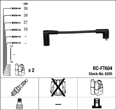 Augstsprieguma vadu komplekts NGK 8205