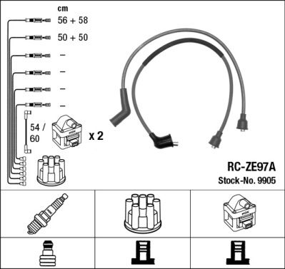 Augstsprieguma vadu komplekts NGK 9905