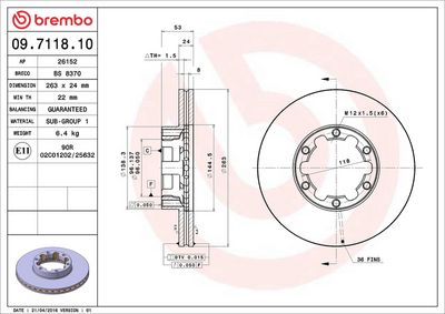 Тормозной диск BREMBO 09.7118.10
