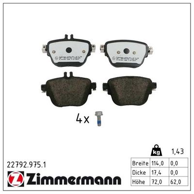 Bremžu uzliku kompl., Disku bremzes ZIMMERMANN 22792.975.1
