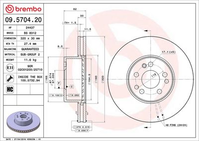 Bremžu diski BREMBO 09.5704.20