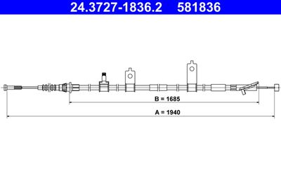 Тросик, cтояночный тормоз ATE 24.3727-1836.2
