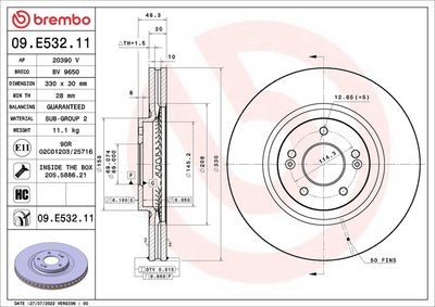 Тормозной диск BREMBO 09.E532.11