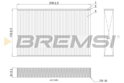 Фильтр, воздух во внутренном пространстве BREMSI FC0885C