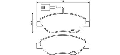 Bremžu uzliku kompl., Disku bremzes BREMBO P 23 086